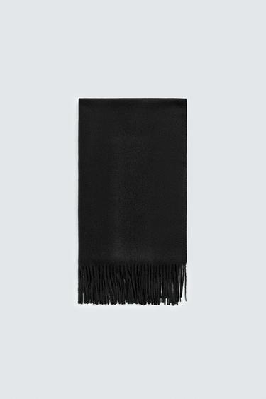 FRINGED SCARF - Black by Zara