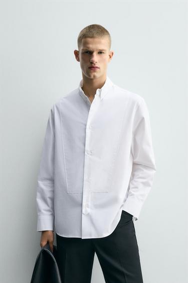SLIM FIT SHIRT WITH BIB FRONT - White by Zara