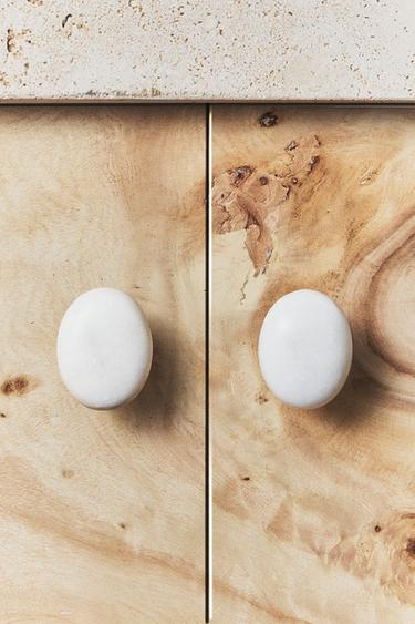 PACK OF OVAL MARBLE DOOR KNOBS (PACK OF 2) - white by Zara