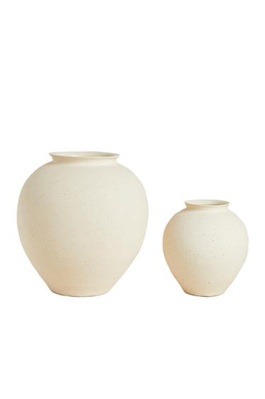 TEXTURED CERAMIC VASE - Grey by Zara