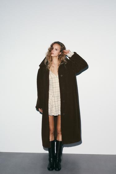 FAUX SHEARLING COAT - Dark brown by Zara