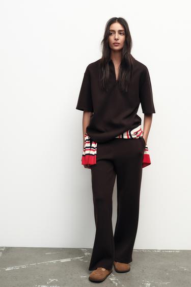 FLOWING TROUSERS - Dark brown by Zara
