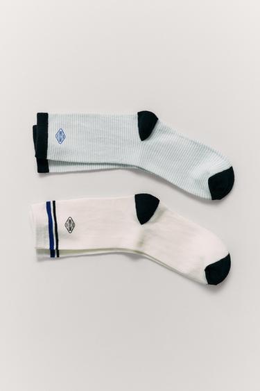 2-PACK OF LOGO AND STRIPE SOCKS - Blue by Zara