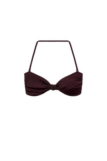 BANDEAU KNOT BIKINI TOP - Brown by Zara