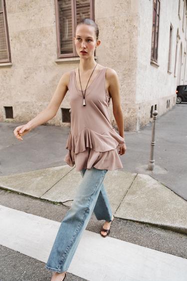 SHORT DRESS WITH RUFFLES - Salmon by Zara