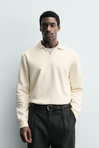 INTERLOCK POLO SWEATSHIRT - Ecru by Zara
