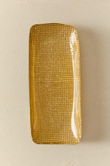 GOLDEN IRREGULAR GLASS SERVING DISH - Gold by Zara