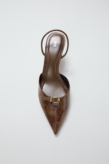 BUCKLED SLINGBACK SHOES - Brown by Zara