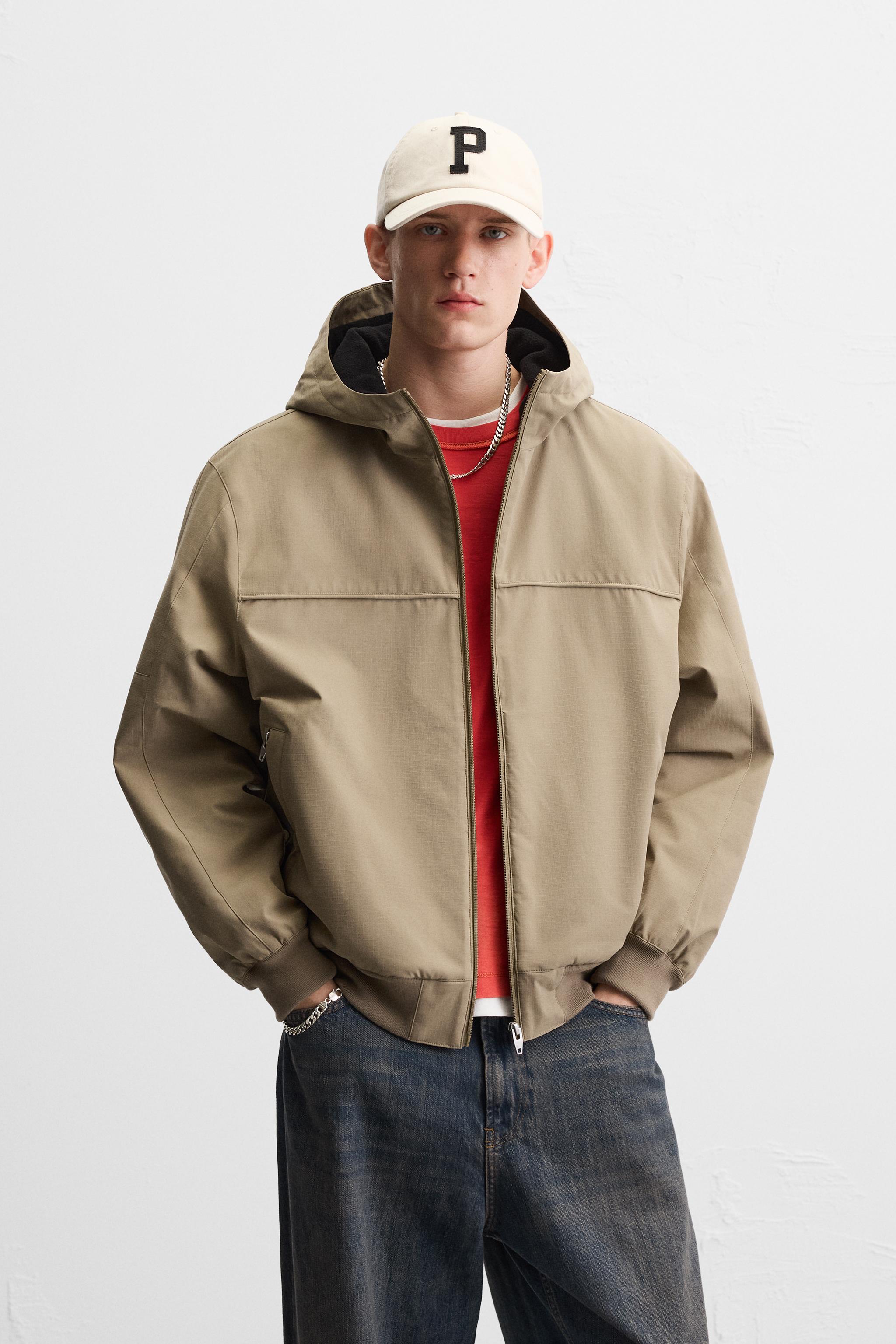 拼接科技面料保暖夹克外套- 米色| ZARA