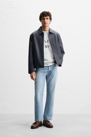 LEATHER JACKET - Blue by Zara