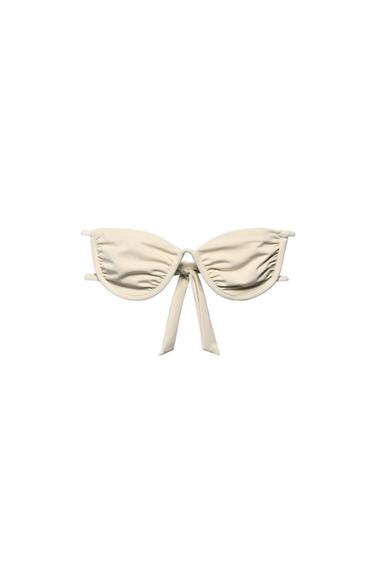 UNDERWIRED STRAPPY BIKINI TOP - Ecru by Zara