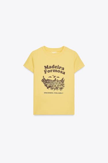 T-SHIRT WITH TEXT PRINT - Yellow by Zara