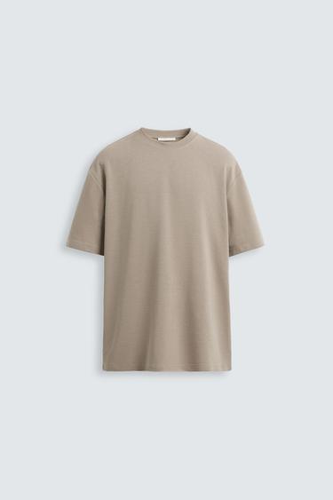 BASIC REGULAR FIT T-SHIRT - Brown / Taupe by Zara