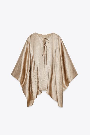 ZW COLLECTION SATIN CAPE SHIRT - Golden by Zara