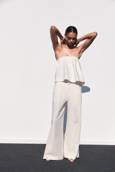 TROUSERS WITH DOUBLE PLEAT - Ecru by Zara - Image 0