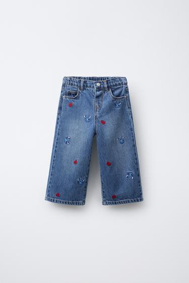 LILO & STITCH © DISNEY EMBROIDERED CULOTTES JEANS - Blue by Zara