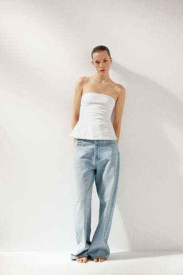 INTERLOCK BANDEAU TOP - White by Zara