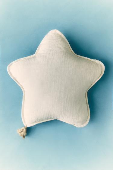 CHILDREN'S MUSLIN STAR CUSHION - Oyster-white by Zara