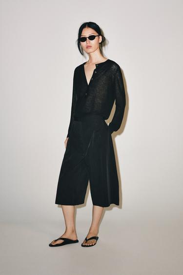 KNIT HENLEY JUMPER - Black by Zara