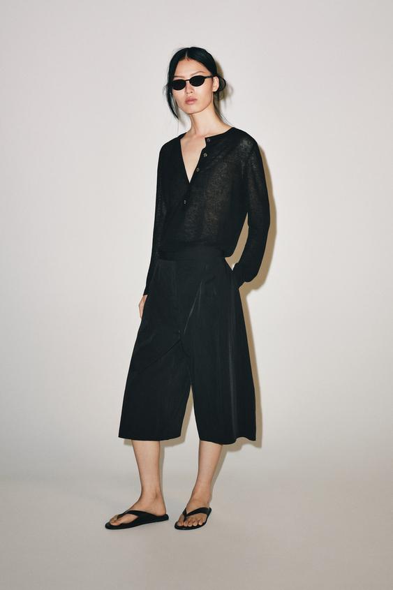 KNIT HENLEY JUMPER - Black by Zara - Image 0