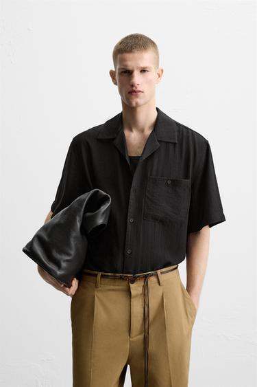 CREASED JACQUARD SHIRT - Black by Zara