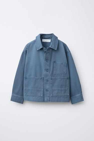ACID WASH OVERSHIRT WITH POCKETS - Blue by Zara
