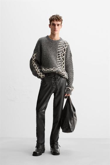LIMITED EDITION SWEATER WITH CONTRAST TRIMS - Grey by Zara - Image 0