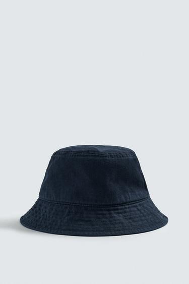 WASHED BUCKET HAT - Navy blue by Zara