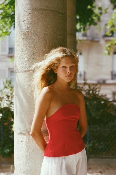 PEPLUM BARDOT TOP - Red by Zara