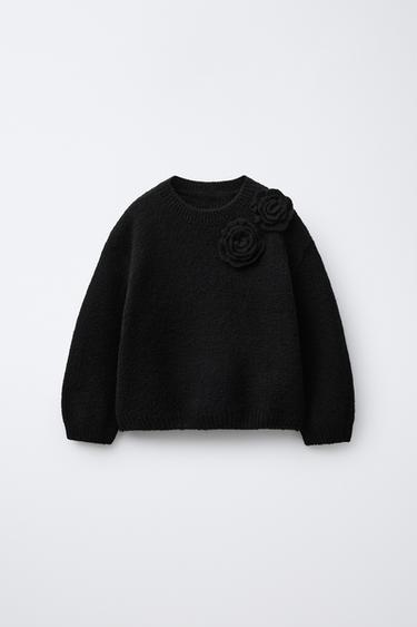 FLORAL KNIT SWEATER - Black by Zara