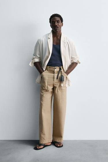 LIMITED EDITION PAINT SPLATTER TROUSERS - Sand by Zara - Image 0