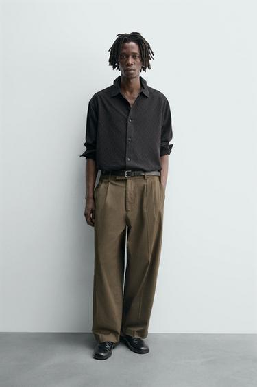 GEOMETRIC JACQUARD SHIRT - Black by Zara
