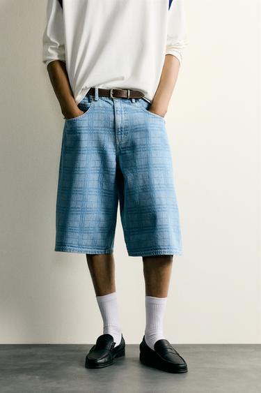 WASHED PRINT DENIM JORTS - Light blue by Zara