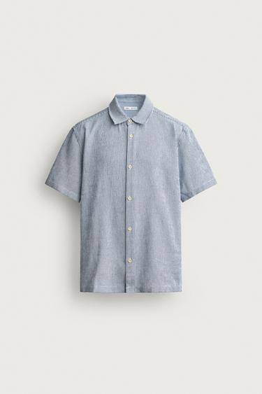 REGULAR FIT TEXTURED SHIRT - Navy / White by Zara