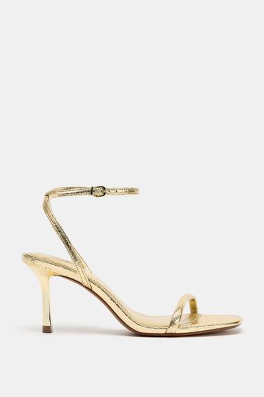 METALLIC-EFFECT HIGH-HEEL SANDALS - Gold by Zara