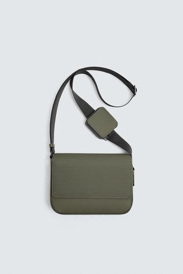 RUBBERISED TEXTURED CROSSBODY BAG - Khaki Green by Zara