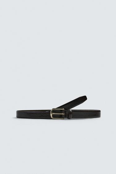DRESS LEATHER BELT - Dark brown by Zara