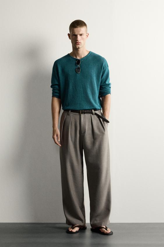 100% HEMP RELAXED FIT JUMPER - Blue green by Zara - Image 0