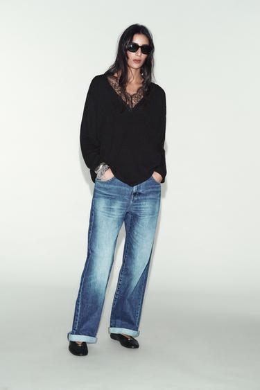 LACE KNIT JUMPER - Black by Zara