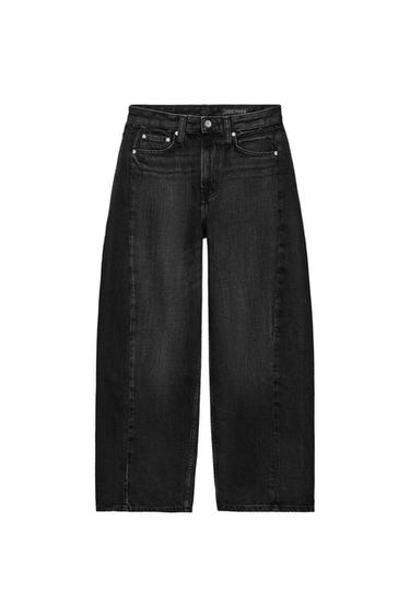 ZW COLLECTION MID-WAIST RELAXED ANKLE JEANS - Black by Zara