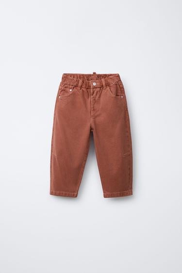 TWILL BAGGY TROUSERS - Brick by Zara