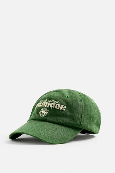 CONTRAST EMBROIDERY CAP - Green by Zara