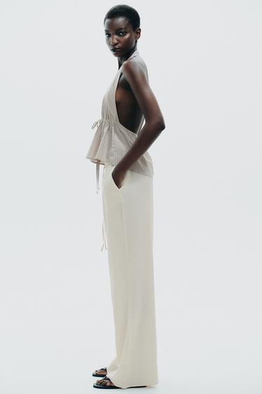 TEXTURED TROUSERS - Ivory by Zara