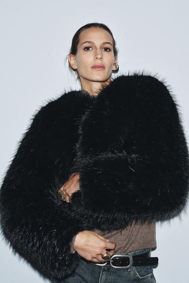 FAUX FUR JACKET ZW COLLECTION - Black by Zara