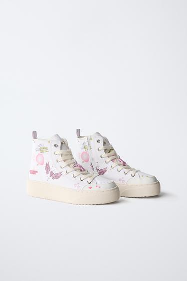 PRINTED HIGH-TOP SNEAKERS - White by Zara