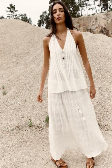 OPEN-BACK HALTER TOP - Light beige by Zara