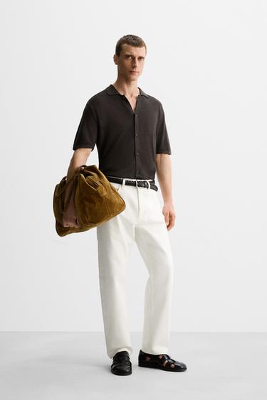 100% LINEN KNITTED SHIRT - LIMITED EDITION - Brown by Zara - Image 0