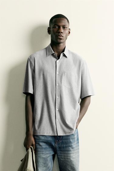 REGULAR FIT COMFORT STRIPED SHIRT - Green stripe by Zara