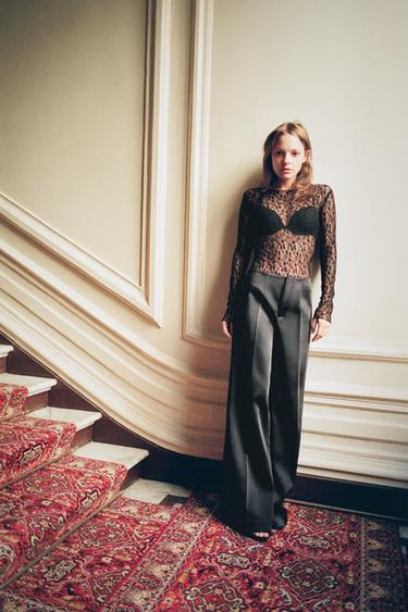 HIGH-WAIST SATIN TROUSERS - Black by Zara - Image 0