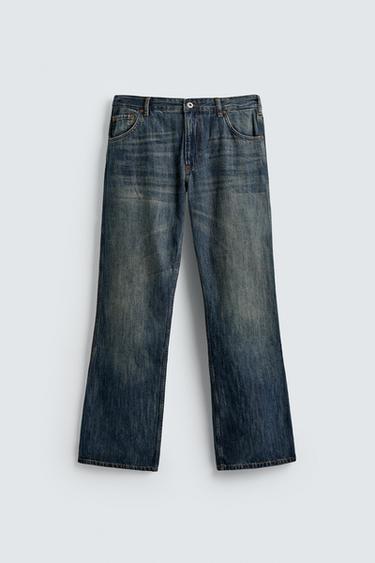 LOW-RISE FLARE FIT JEANS - Blue / Green by Zara